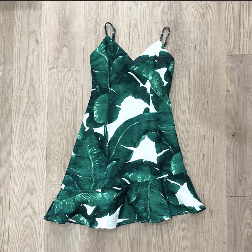 White and green mini dress